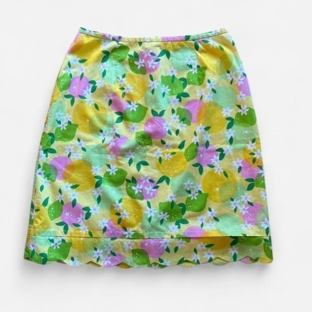 Lilly Pulitzer Skirt Size 8 Yellow Pink Green Citrus‎ Fruit Floral Pattern